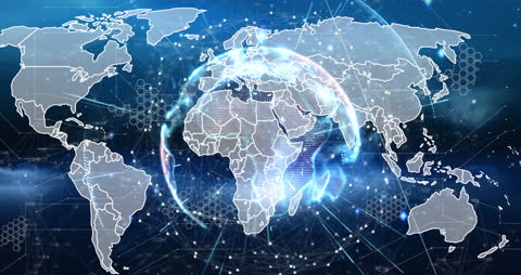 Futuristic Global Technology with Digital World Map