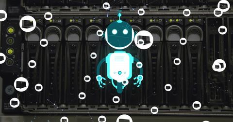 AI Chatbot with Digital Icons on Server Background - Download Free Stock Images Pikwizard.com