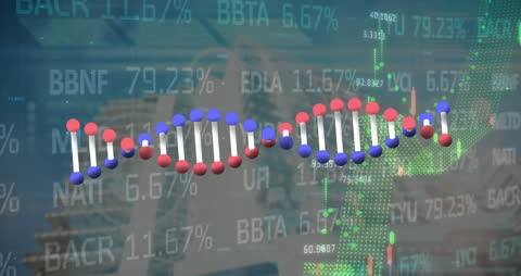 DNA Structure with Global Financial Stock Market Data Overlay