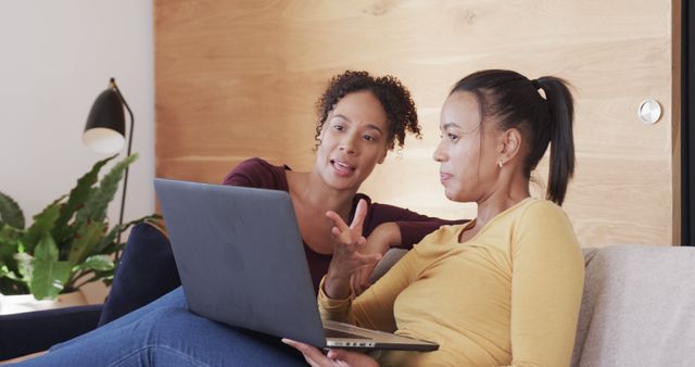 Mother and Daughter Bonding Using Laptop at Home - Download Free Stock Images Pikwizard.com