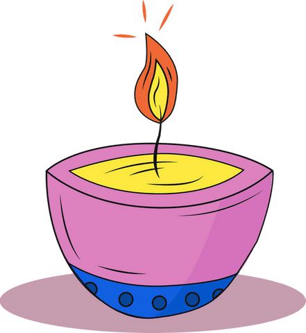 Translucent candle vibrant pink blue bowl relaxed atmosphere