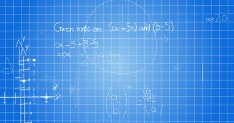 mathematical formulas on blue background with digital elements - Download Free Stock Images Pikwizard.com