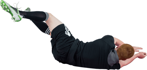 Rugby Player Scoring Try on Transparent Background