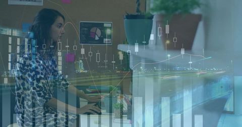 Focused analyst evaluating financial data at office desk