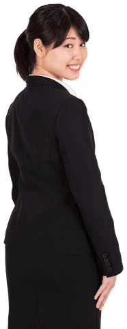 Happy Asian Businesswoman on Transparent Background Smiling