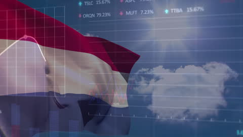 Netherlands Flag Overlay with Digital Business Data