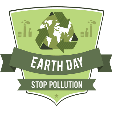 Earth day green banner with recycling symbol on transparent background