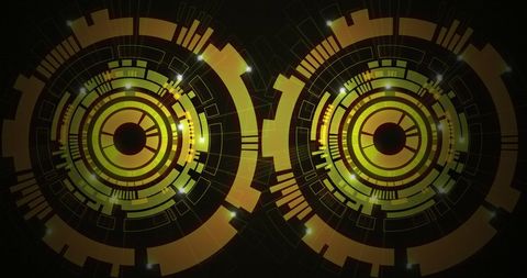 Futuristic Digital Interface with Glowing Yellow Circles - Download Free Stock Images Pikwizard.com