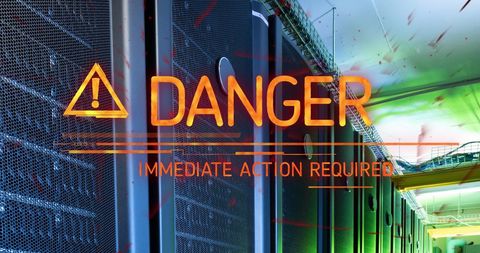 Digital Danger and Warning in High-Tech Server Room - Download Free Stock Images Pikwizard.com
