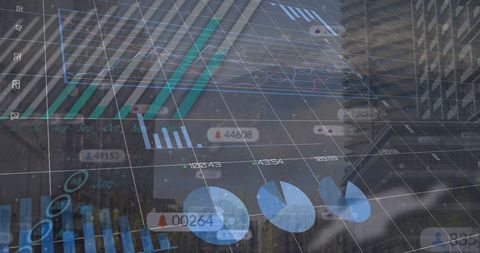 Financial Graphs and Cityscape, Digital Data Analytics Concept - Download Free Stock Images Pikwizard.com