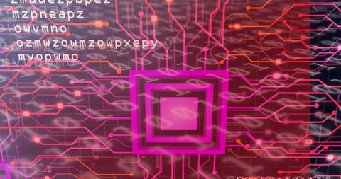 Glowing Circuitry with Neon Pink Chip and Overlay Code - Download Free Stock Images Pikwizard.com