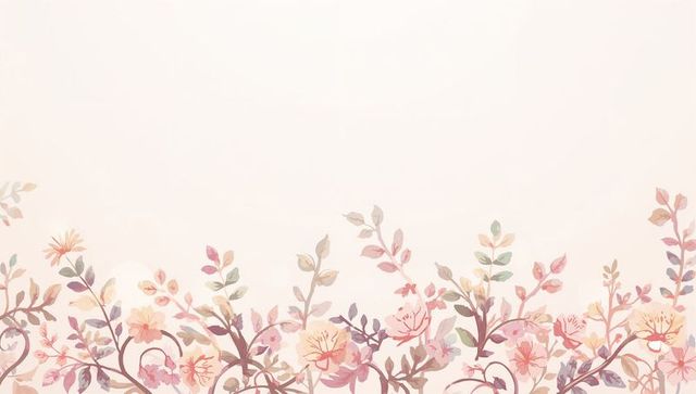 Blooming watercolor floral border in soft pastel tones for wedding stationery, invitations