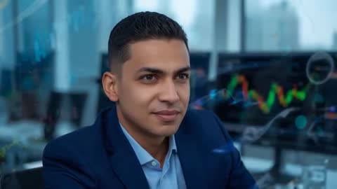 Financial Analyst Evaluating Stock Charts on Monitors in Modern Office