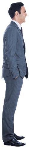 Businessman in Profile Smiling on Transparent Background
