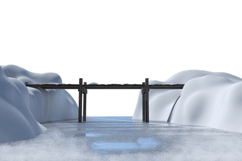 wooden bridge expanding over icy river with transparent sky - Download Free Stock Videos Pikwizard.com