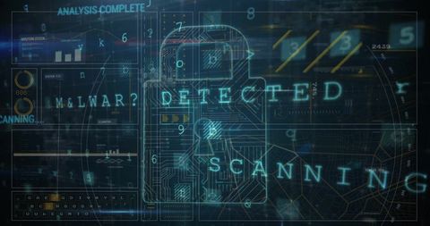 Digital Lock with Cybersecurity Analysis Overlay - Download Free Stock Images Pikwizard.com