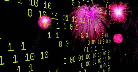 Binary Code with Exploding Fireworks Celebrating Technology - Download Free Stock Images Pikwizard.com