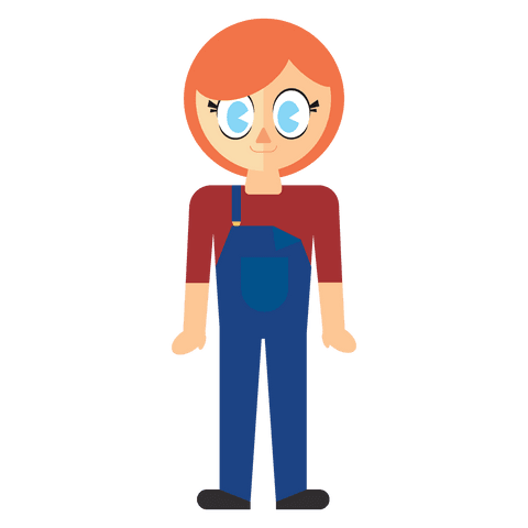 transparent character design of cheerful woman in blue dungarees - Download Free Stock Videos Pikwizard.com