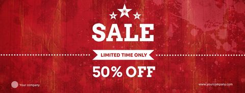 Bold Red Sale Banner 50% Off Promotion