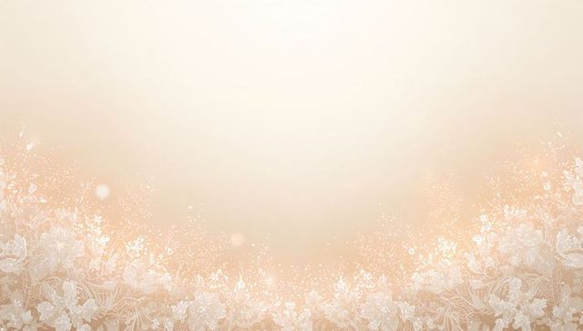 Peach Lace Floral Border with Soft Bokeh Center Space for Elegant Invitation or Greeting