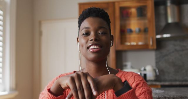 Woman Enjoying Music Indoors with Headphones - Download Free Stock Images Pikwizard.com