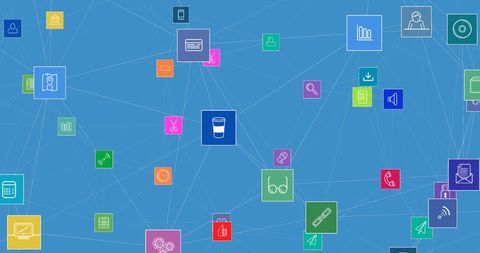 Global Network of Digital Icons on Blue Background - Download Free Stock Images Pikwizard.com