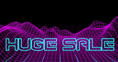 Massive Sale Neon Grid Retro Eighties Advertising Background - Download Free Stock Images Pikwizard.com