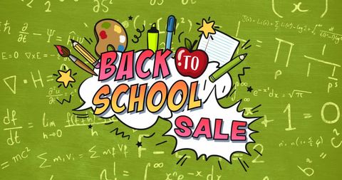 Vibrant Back to School Sale Design with Math Elements
