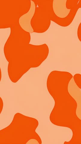 Seamless Vertical Loop of Orange-Red Biomorphic Blobs Pulsing on Peach Background