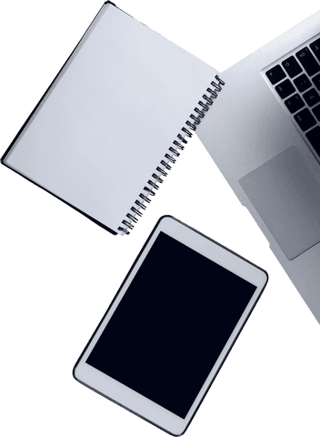 Transparent Digital Tablet and Notepad with Laptop on White Background - Download Free Stock Videos Pikwizard.com