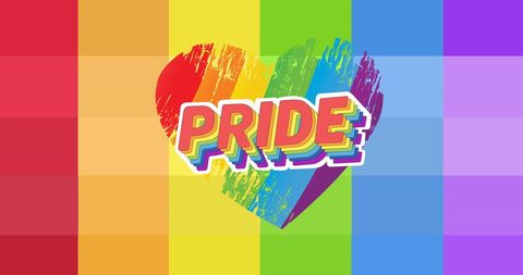Colorful Pride Heart with Rainbow Stripes Background