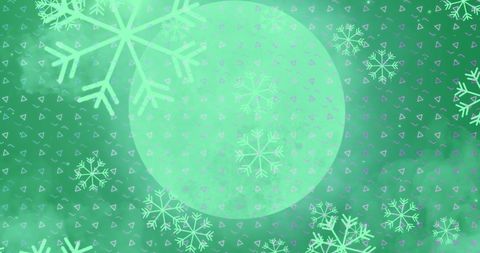 Snowflakes on Green with Copy Space for Holiday Greetings