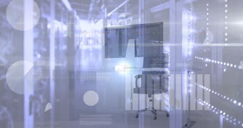 Digital Interface Displaying Financial Data in Server Room