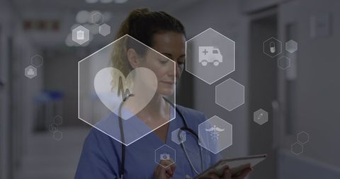 Health Technology Interface with Healthcare Professional in Focus