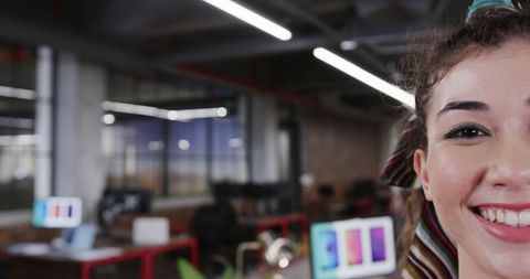 Joyful Businesswoman at Modern Office