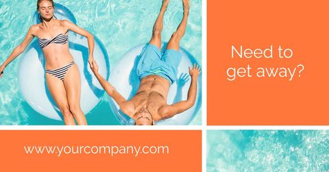 relaxed couple floating in swimming pool for leisure travel promotion - Download Free Stock Templates Pikwizard.com