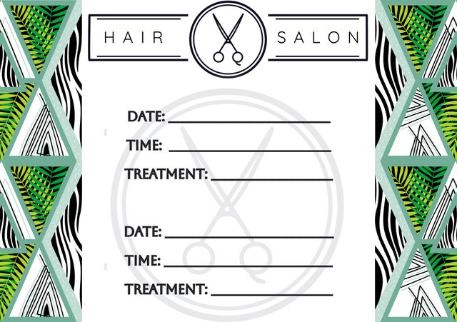 Abstract Hair Salon Appointment Card Template with Scissors Symbol - Download Free Stock Templates Pikwizard.com