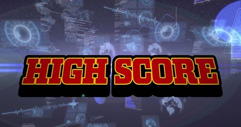 High Score Text on Futuristic Digital Interface