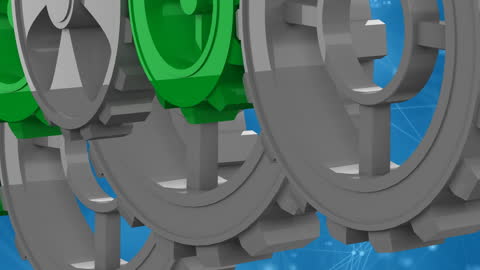 Futuristic Digital Interface with Gears in Motion