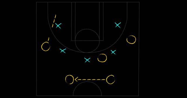 Basketball Strategy Plan with Players and Arrows on Blackboard - Download Free Stock Images Pikwizard.com