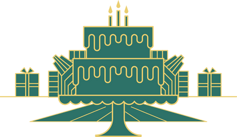 Minimalistic Birthday Cake and Gifts Transparent Branishing Design