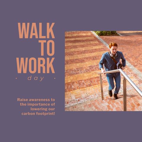 promoting sustainability on walk to work day - Download Free Stock Templates Pikwizard.com