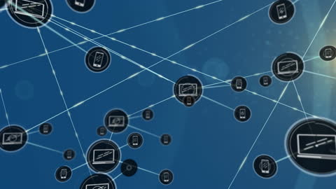 Digital Network with Connected Device Icons