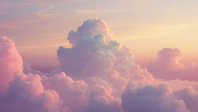 Pastel Cumulus Clouds Creation in Expansive Skyscape
