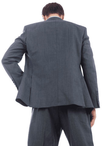 Businessman in Gray Suit Standing with Hand on Hip Transparent Background