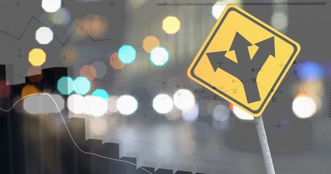 Financial Data Processing with Road Sign in Cityscape - Download Free Stock Images Pikwizard.com