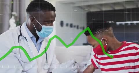 Doctor Administering Vaccine to Child with Graph Animation