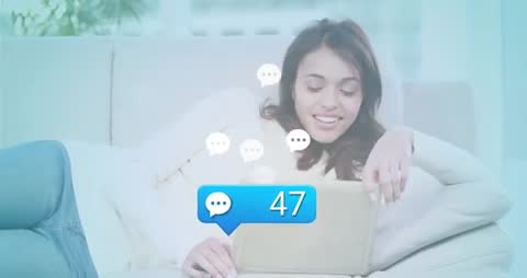 Young Woman Enjoying Online Interaction with Tablets and Texting Apps