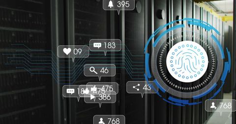 Fingerprint Authentication in Data Center with Digital Interface - Download Free Stock Images Pikwizard.com