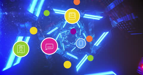 Animated Neon Tunnel with Social Media Reactions